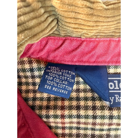 Vintage Polo Ralph Lauren Mens XL Red Harrington Jacket Corduroy Collar Plaid - Picture 3 of 11